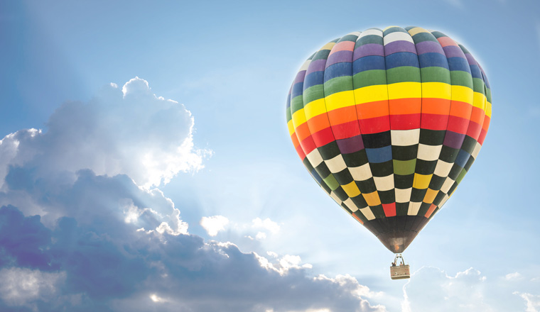 Hot air balloon, isolated on white background.