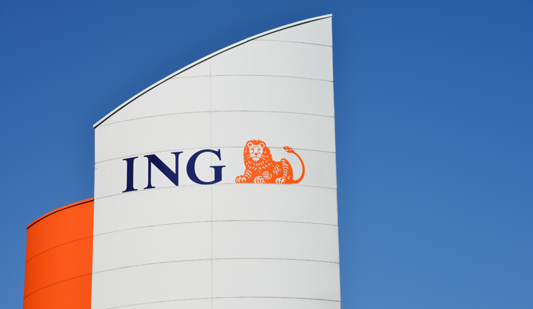 Hannover, Lower Saxony, Germany - April 21, 2019: Logo of ING in Hanover, Germany  - ING Groep N.V. is a Dutch multinational banking and finance services corporation headquartered in Amsterdam