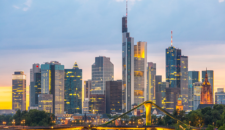 Germany Frankfurt am Main skyline sunset night