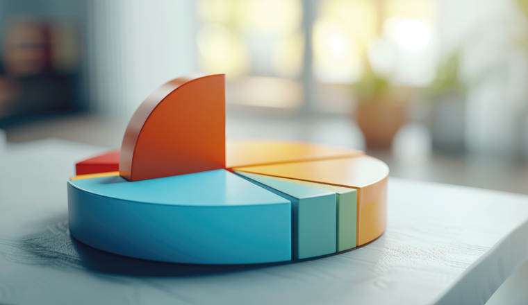 A visually appealing 3D pie chart representing an investment portfolio.