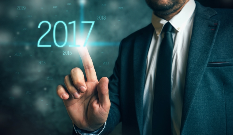 Business opportunity in 2017, elegant businessman with new year entrepreneurship resolutions