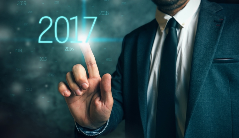 Business opportunity in 2017, elegant businessman with new year entrepreneurship resolutions