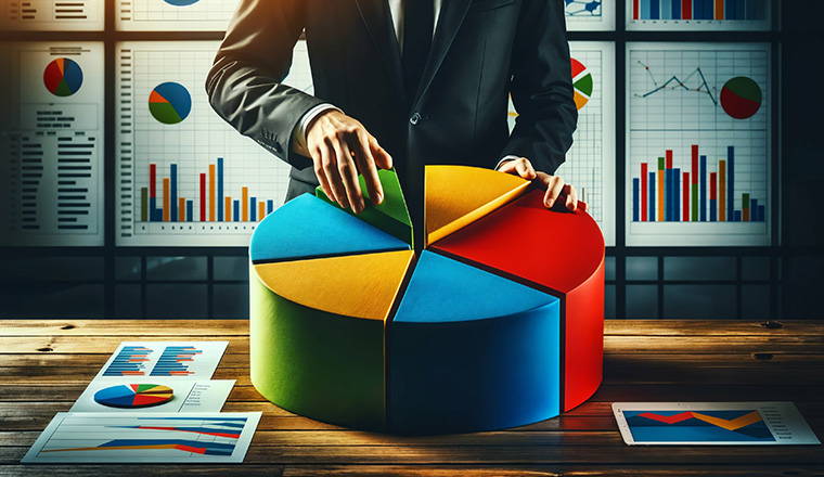 Diversified investment strategy - Managing an investor portfolio with a pie chart