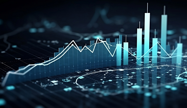 Finance and money technology background concept of business prosperity and asset management . Creative graphic show economy and financial growth. AI generative