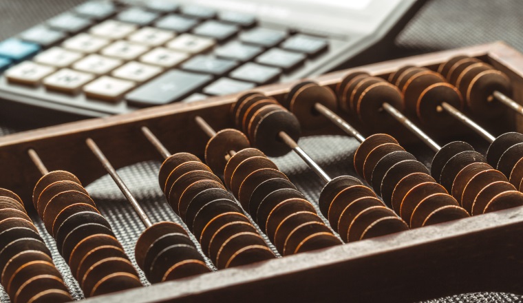 vintage abacus and calculator