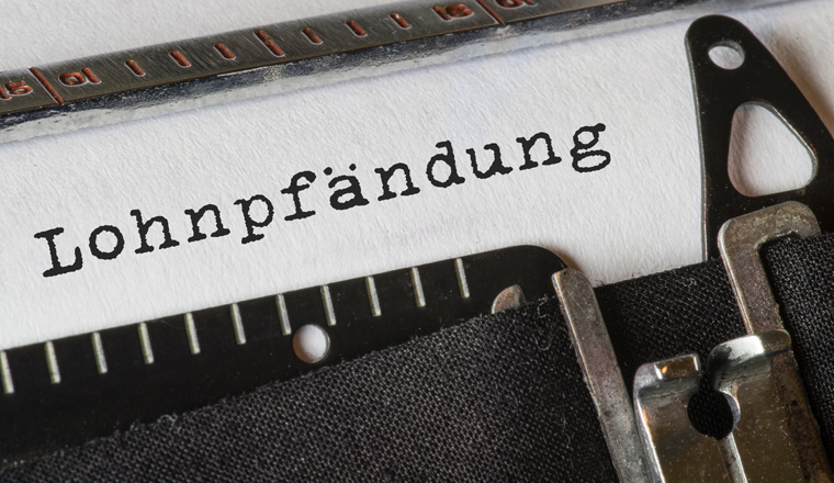 Lohnpfändung, Text Schreibmaschine