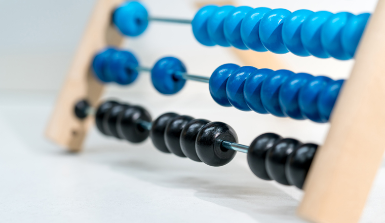 Colorful of wood abacus, selective focus. Education or business background