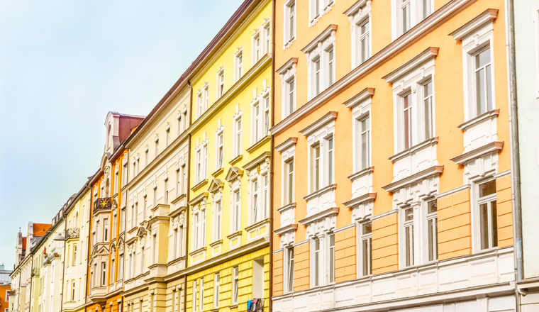 View on colorful residential buildings in haidhausen - Munich