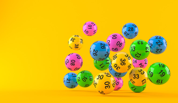 Lottery balls isolated on orange background
