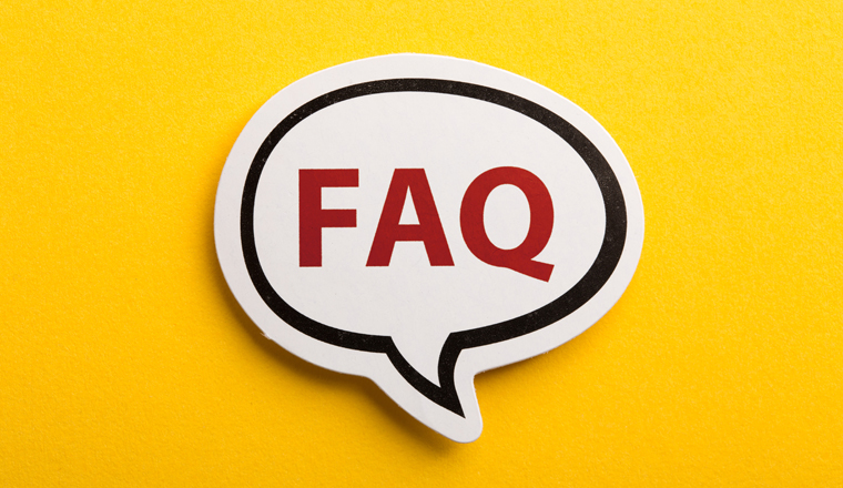 FAQ speech bubble is isolated on yellow background.