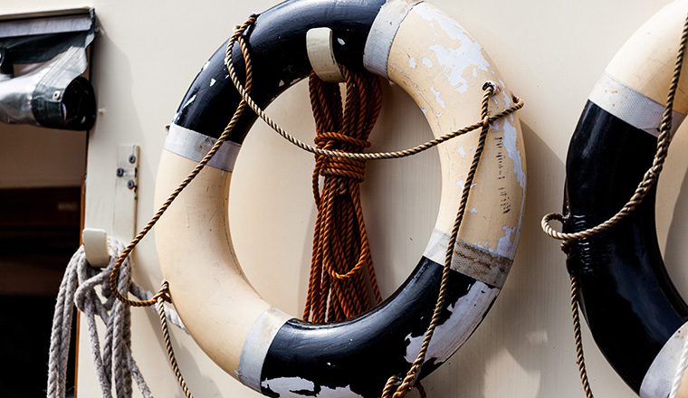 Lifebelt on the ship. Security concept for the boat passengers