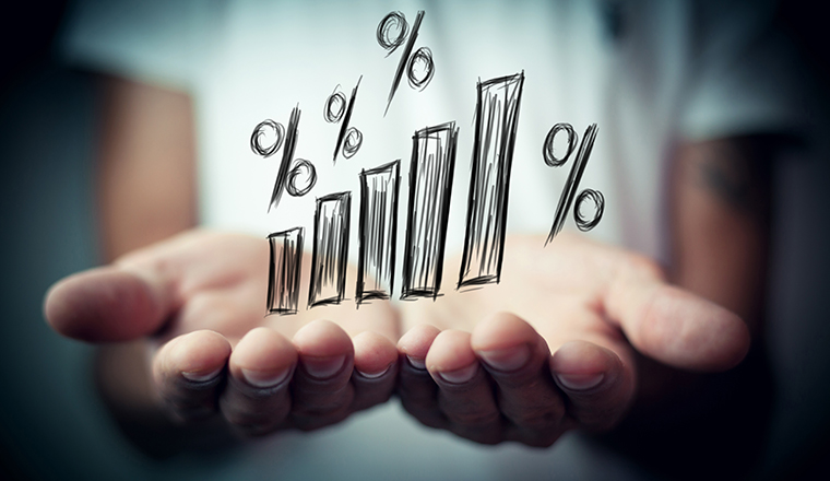 Interest rate financial and mortgage rates concept.