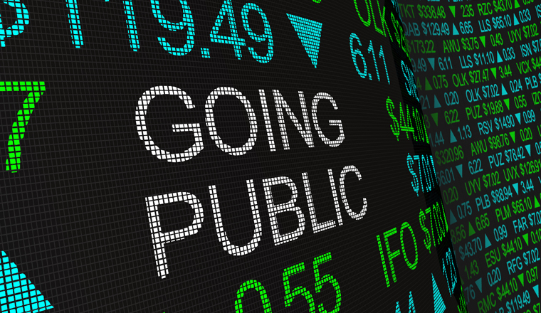 Going Public Stock Market Initial Offering IPO 3d Illustration