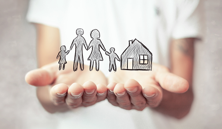 Family care and protection insurance concept