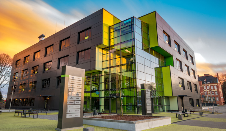 Szczecin, March 2018: Modern building complex of the research center "Technopark Pomerania"