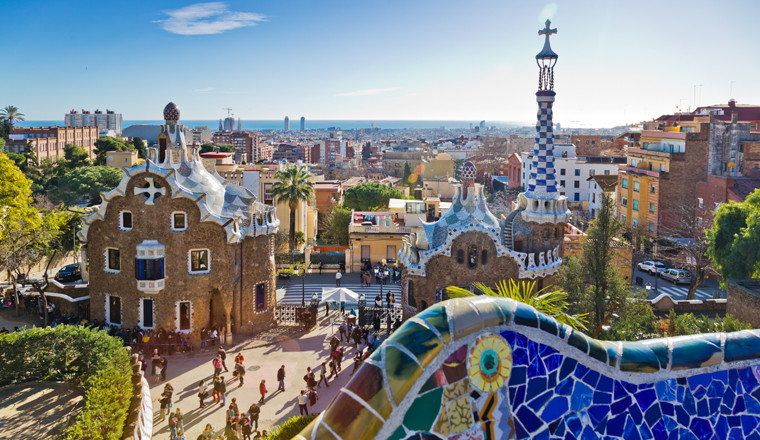 Guell park, Barcelona, Catalania, Spain. Protected by UNESCO