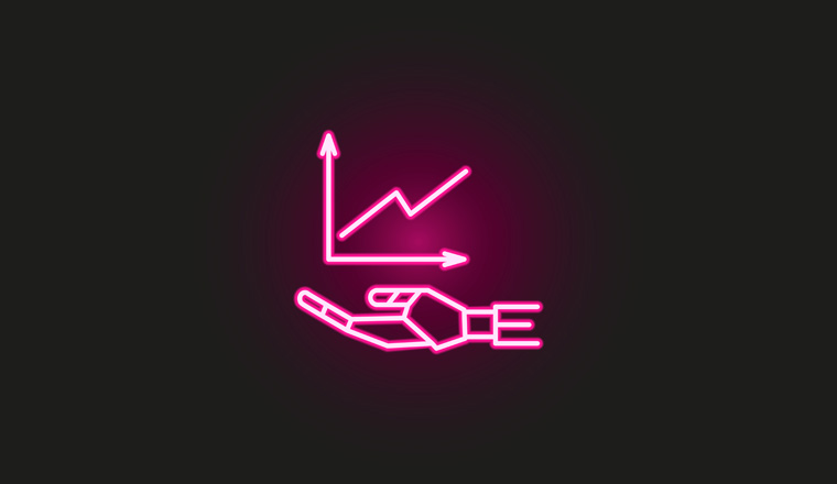 Advisor analysis neon style icon. Simple thin line, outline vector of robo icons for ui and ux, website or mobile application on dark gradient background