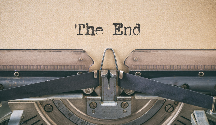 Text written with a vintage typewriter -  The end