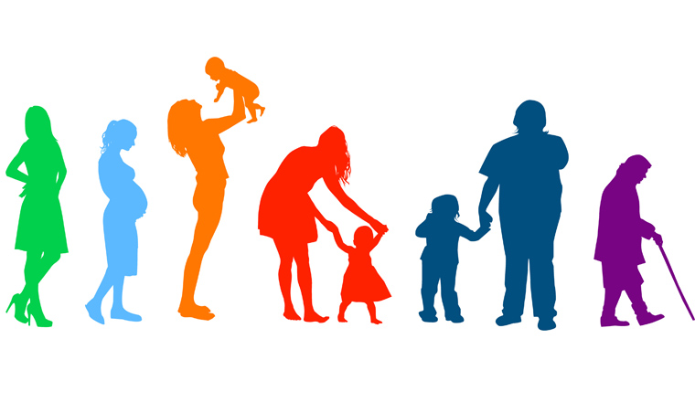 Silhouettes of people. The cycle of life. Vector