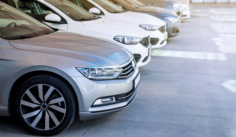 Cars in the parking lot on sunny day