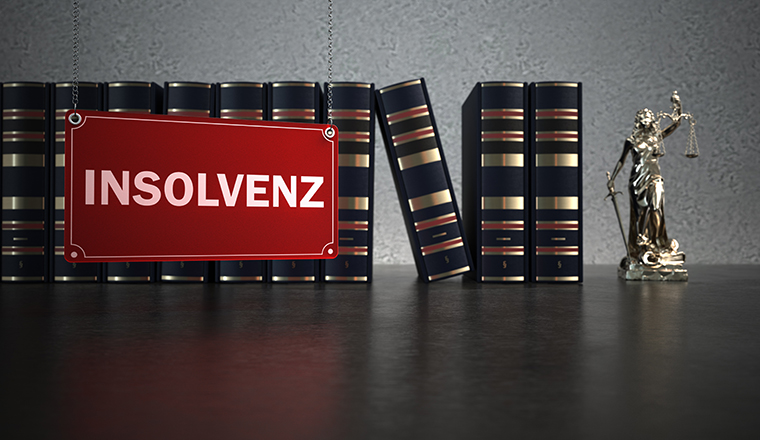 German text Insolvenz, translate, Insolvency. 3d illustration.