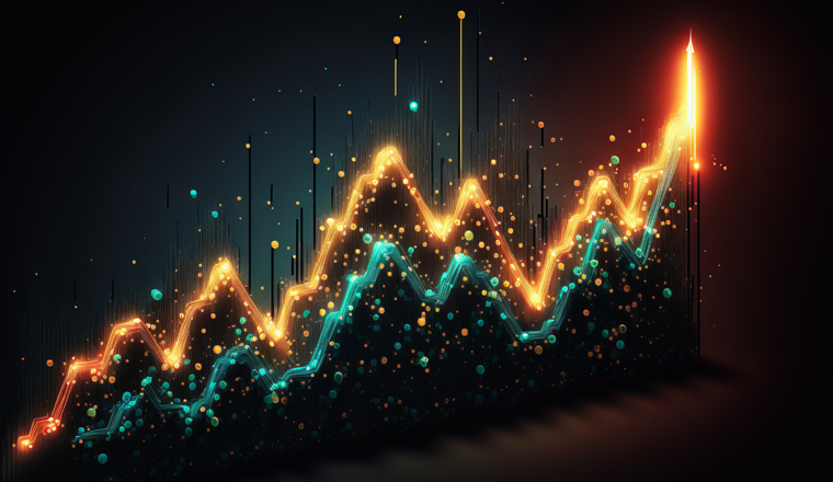 Stock market trading investment candlestick graph. Finance and economy concept. Generative ai.