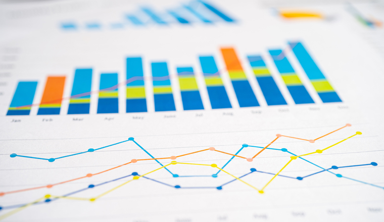 chart or graph paper. Financial, account, statistics and business data concept.