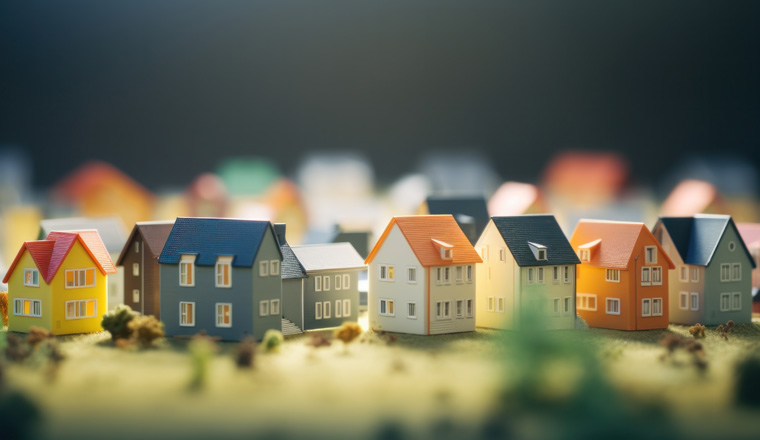 miniature houses in a small town.