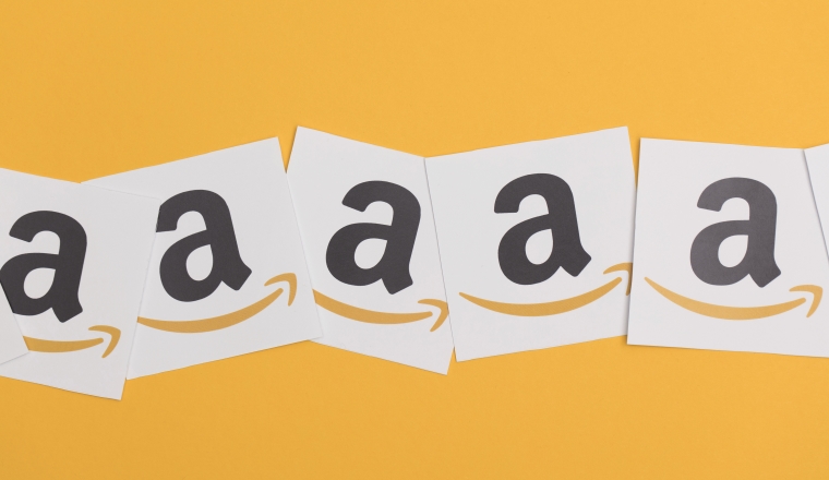 Amazon logo printed onto paper. Amazon is the largest online retailer in the world and was founded in 1994