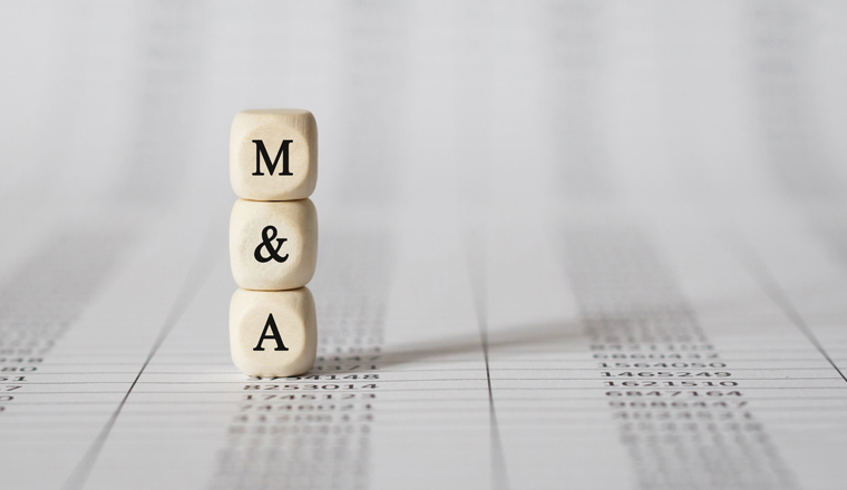 Word M AND A made with wood building blocks,stock image