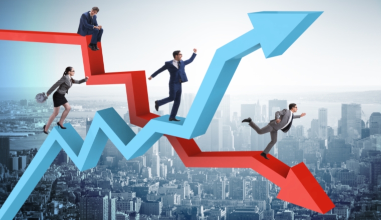 Business concept of both crisis and recovery