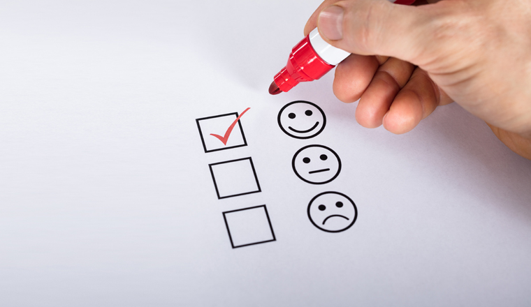 Tick Placed In Excellent Checkbox On Customer Service Satisfaction Survey Form