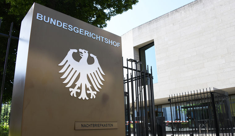 Karlsruhe, Baden-Wurttemberg, Germany - May 18, 2018: Entrance to The Federal Court of Justice in Karlsruhe, Germany - Bundesgerichtshof - BGH - is the highest court in Germany