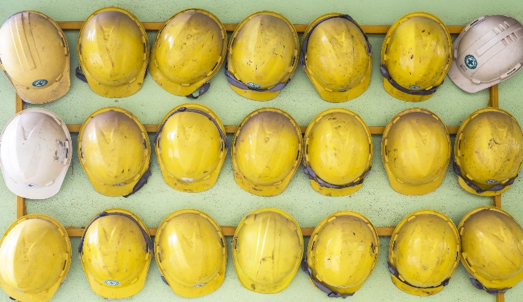 Old construction helmets