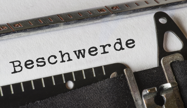 Beschwerde, Text Schreibmaschine