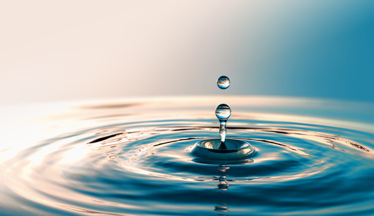 Clear Water drop with circular waves