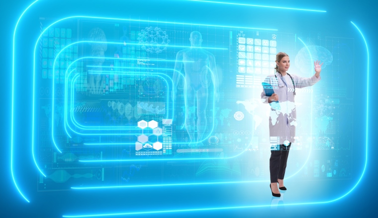 Woman doctor in telemedicine futuristic concept
