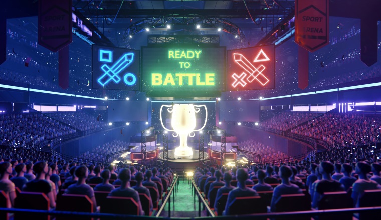 The E-sport arena, 3d scene rendering