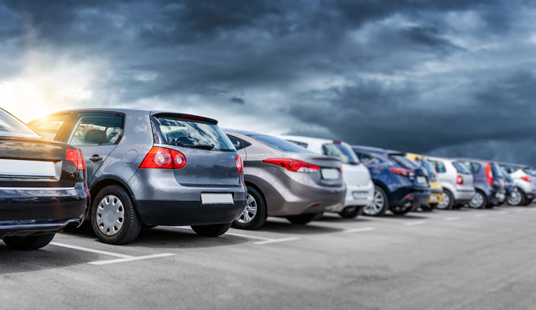 Cars in the parking lot. Parking passenger cars.