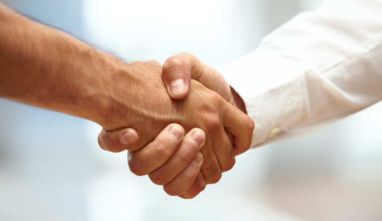 Closeup of a business handshake