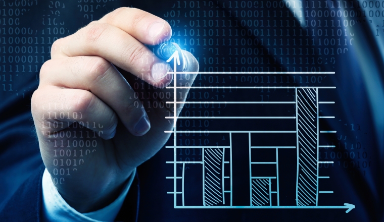 Financial analysis with charts.  Concept of modern business technology