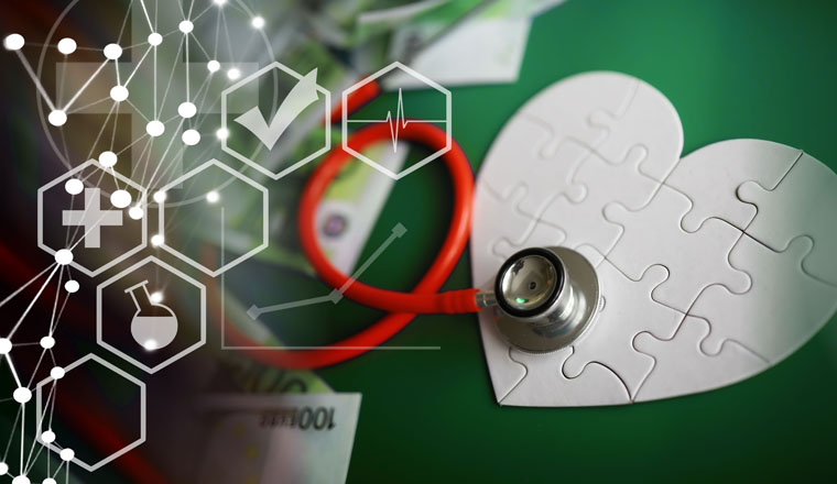 Stethoscope on money background - medical concept 