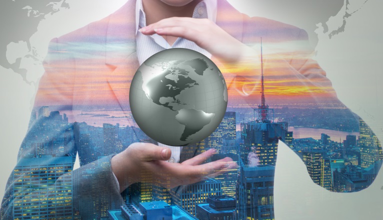 Businesswoman in global business concept