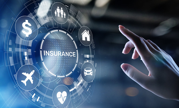 Insurance, health family car money travel Insurtech concept on virtual screen