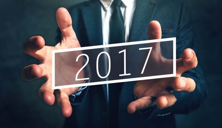 Business opportunity in 2017, elegant businessman with new year entrepreneurship resolutions