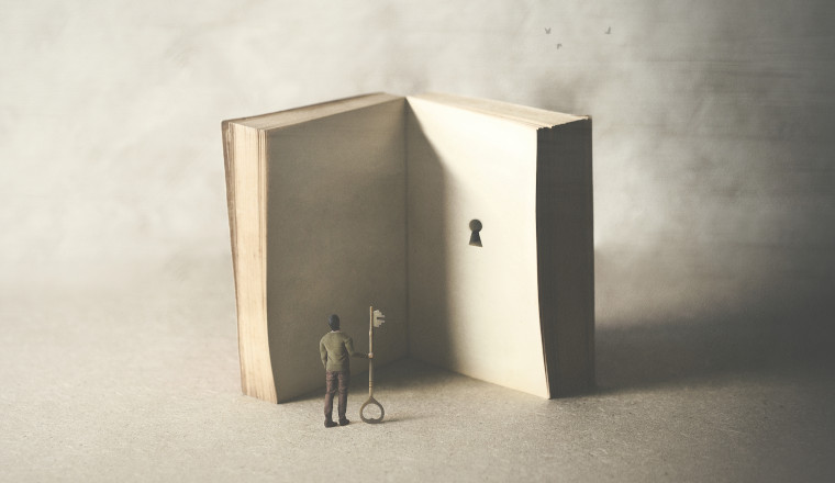 key in a book, surreal concept