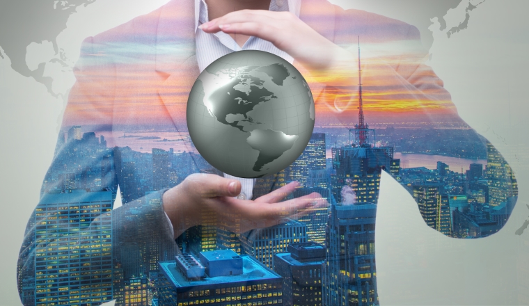 Businesswoman in global business concept