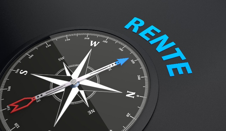 German text Rente, translate Annuity. 3d illustration.