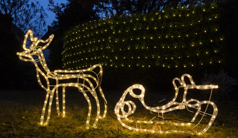 Rentier mit Schlitten, Weihnachtsdeko
