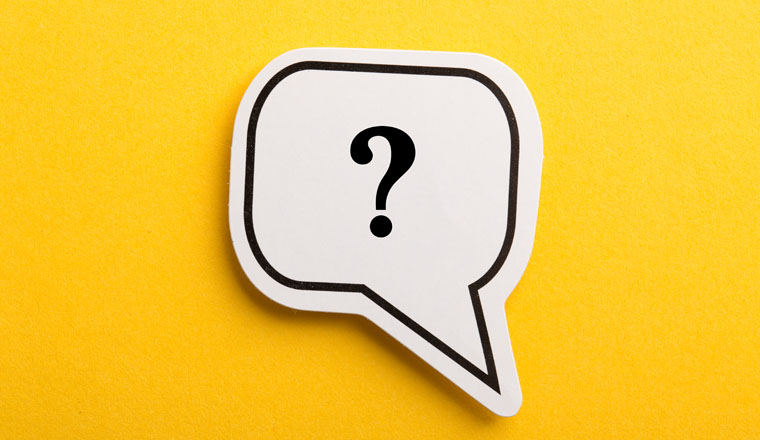 Question mark speech bubble isolated on yellow background.